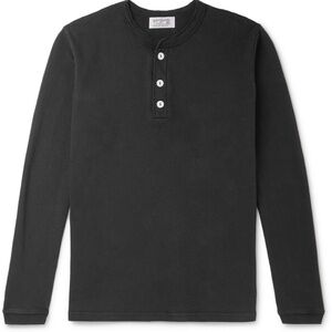 VELVA SHEEN Slim-Fit Garment-Dyed Cotton-Jersey Henley T-Shirt